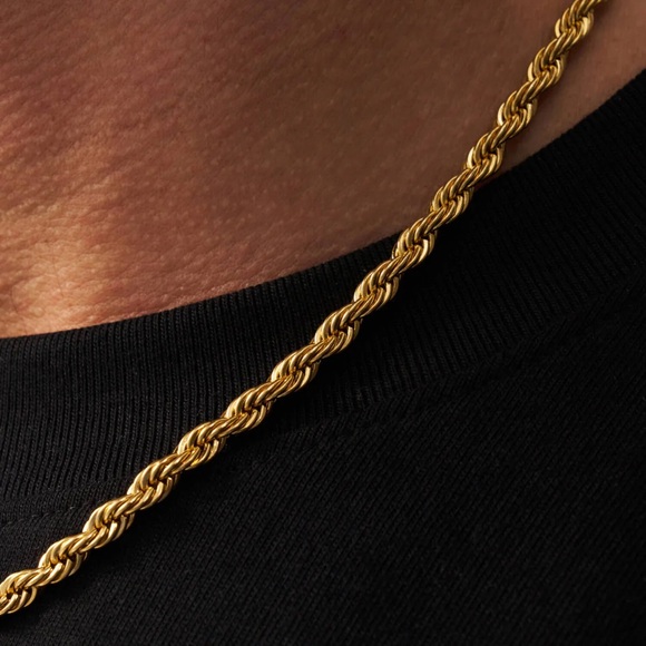 18K Gold Plated Beatrice 5mm Rope Chain Necklace*Unisex Necklace*Chunky* - Picture 4 of 8